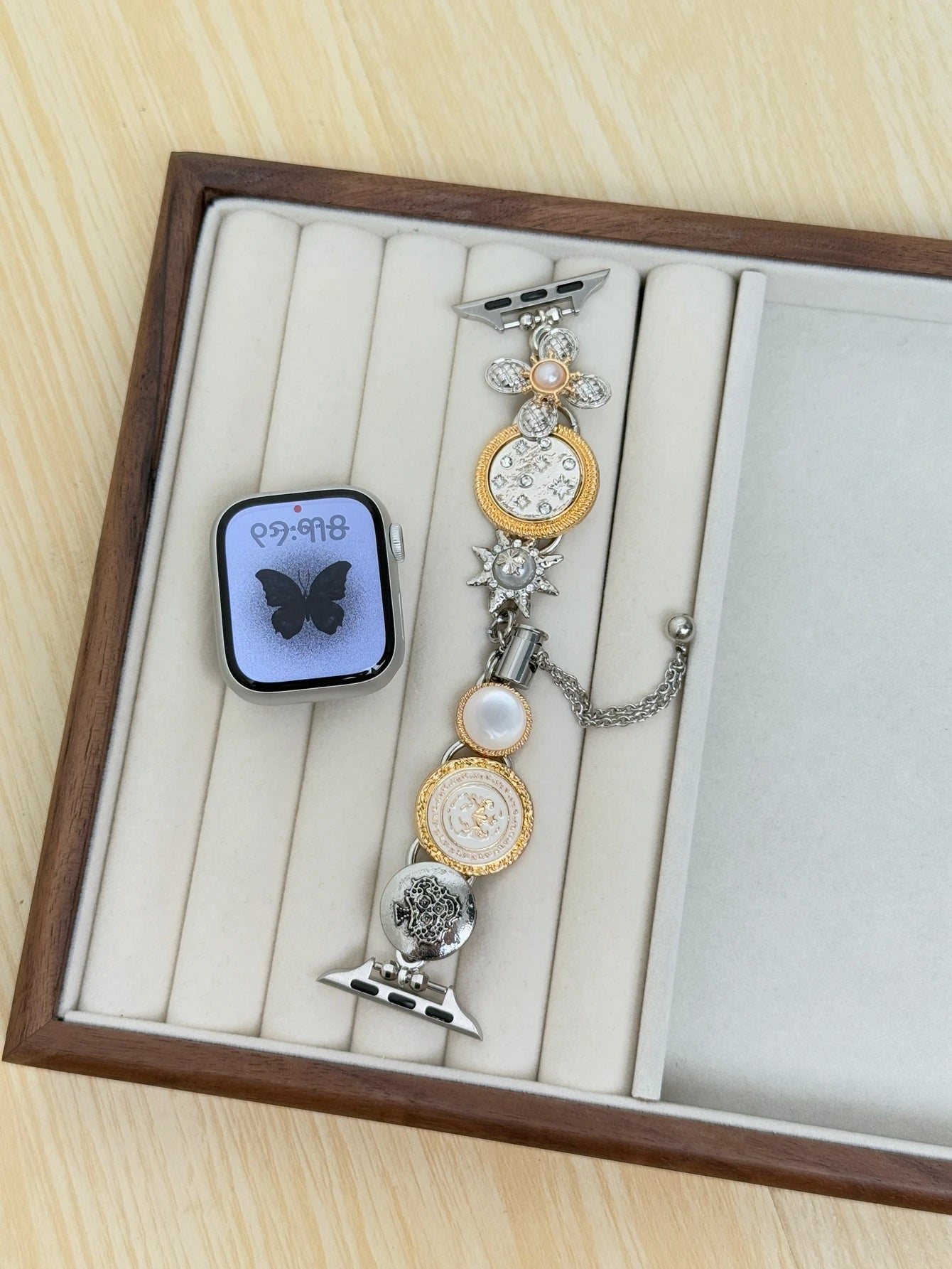 Apple Watch Armband Perlen, Damen Metall-Kette