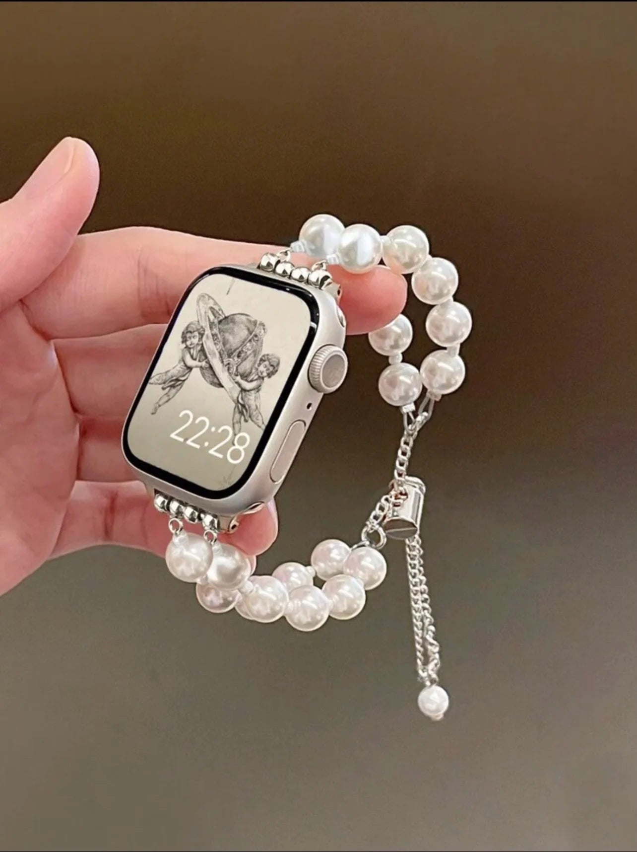 Apple Watch Armband Perlen, Damen Metall-Kette