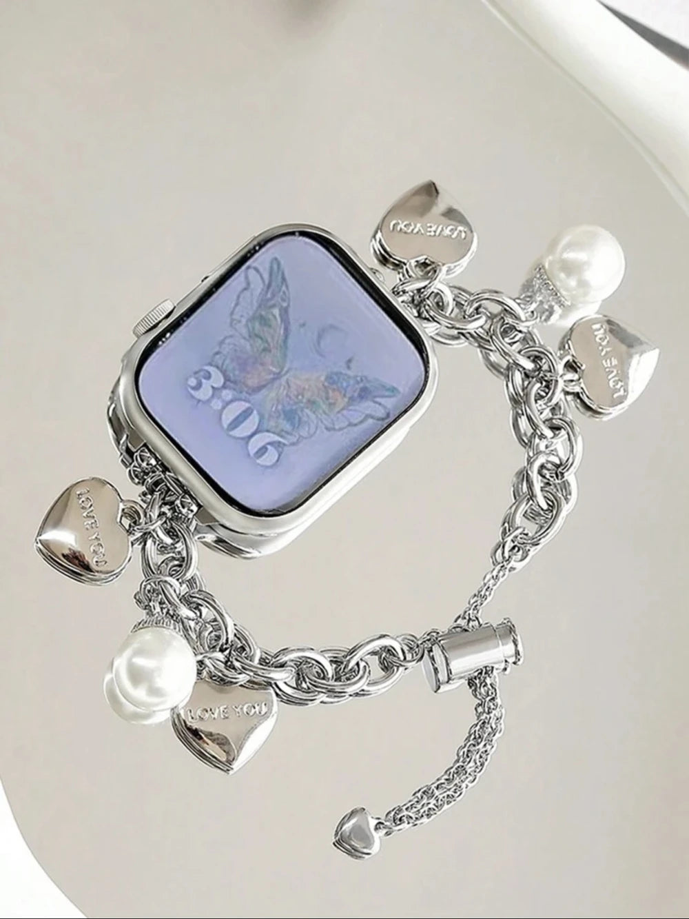 Apple Watch Armband Perlen, Damen Metall-Kette