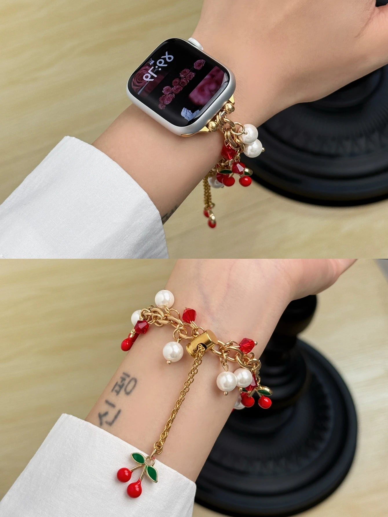 Apple Watch Armband Perlen, Damen Metall-Kette