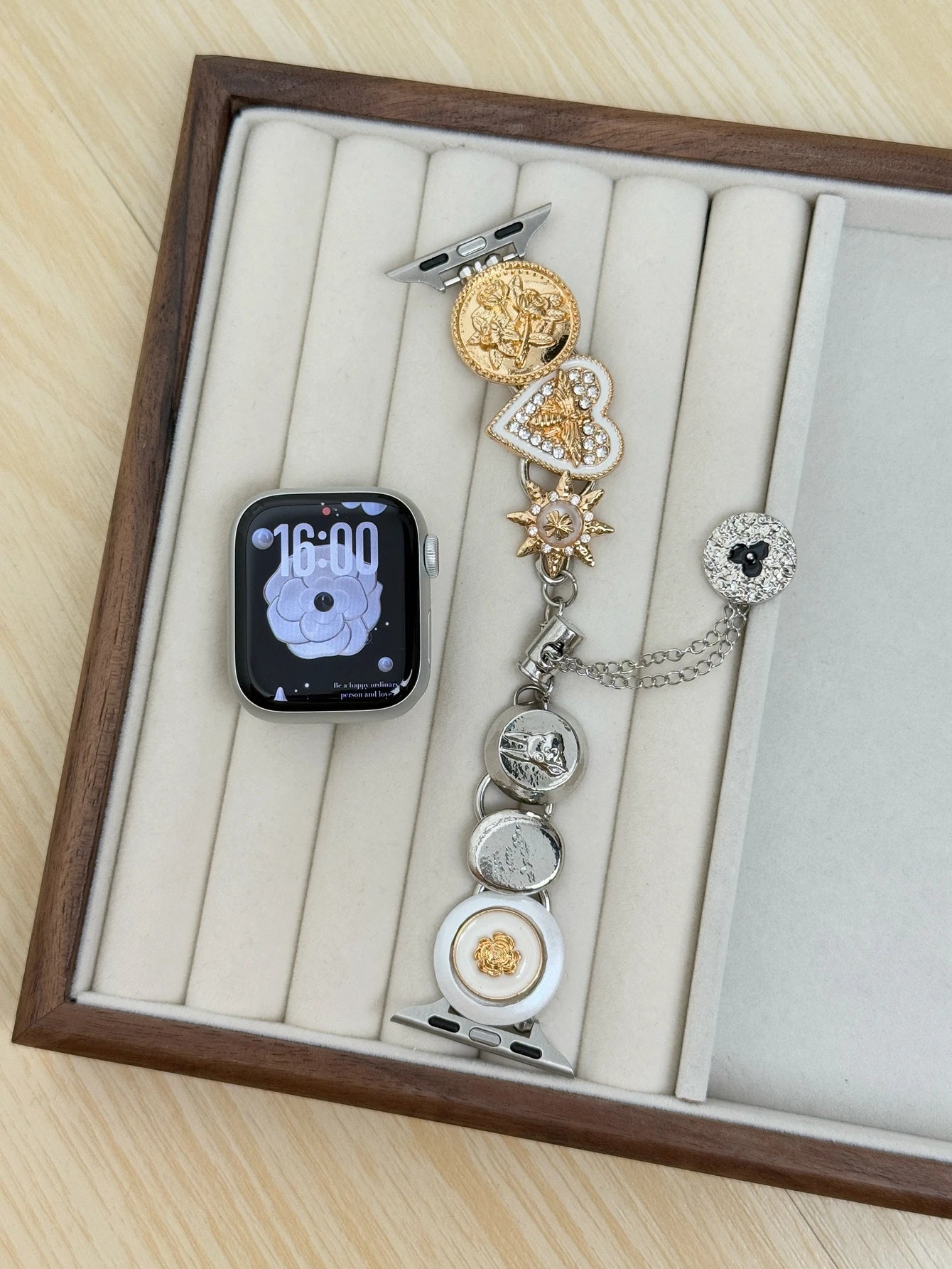 Apple Watch Armband Perlen, Damen Metall-Kette