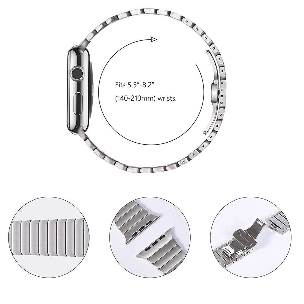 Apple Watch Armband Edelstahl, Luxus Gliederarmband