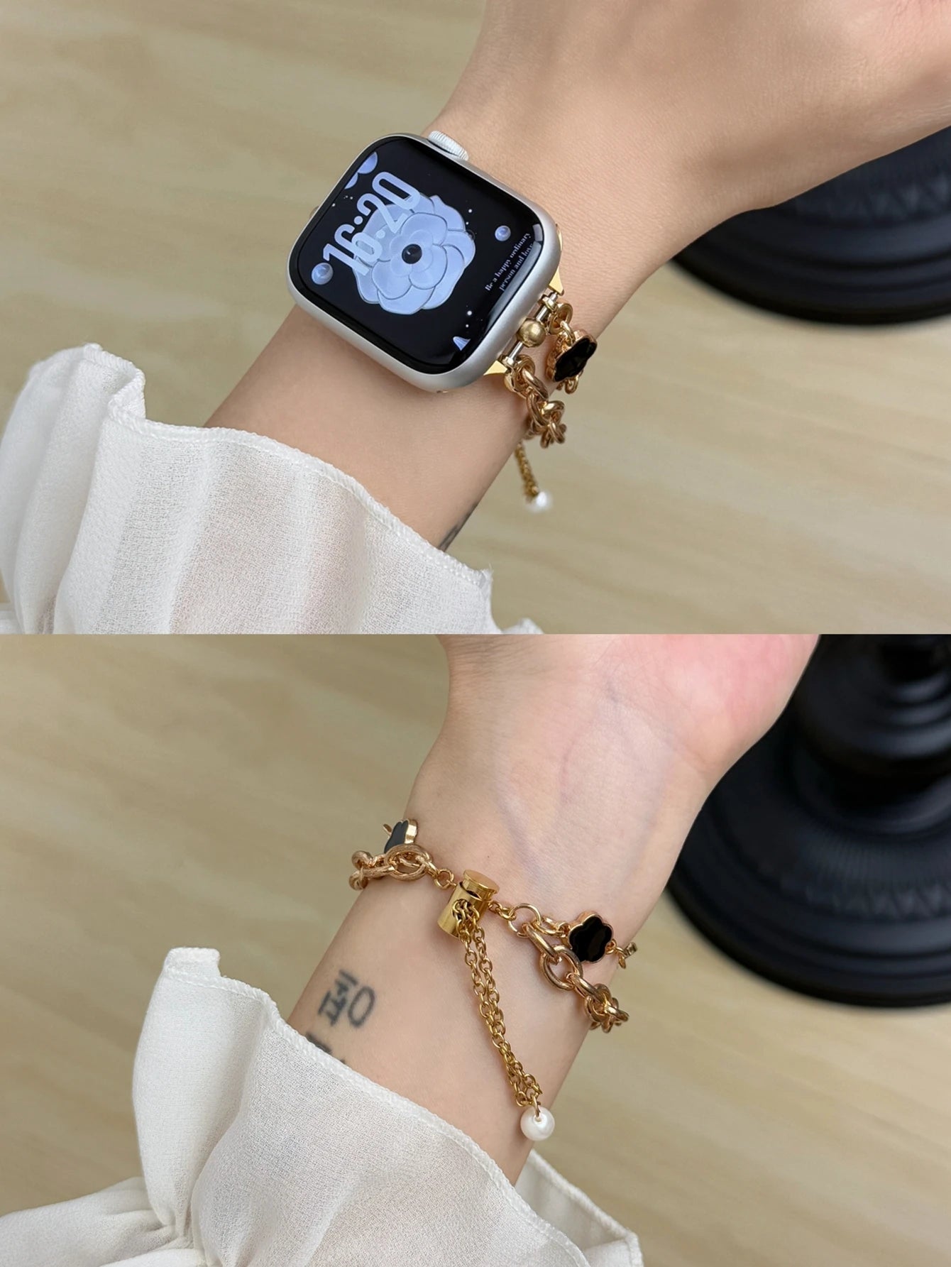 Apple Watch Armband Perlen, Damen Metall-Kette