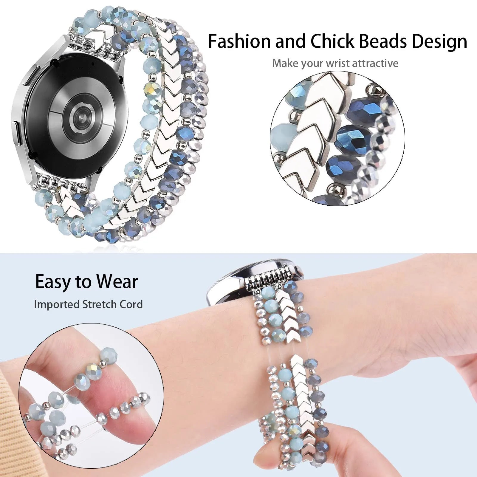 Samsung Galaxy Watch Armband Perlen, Damen Fashion