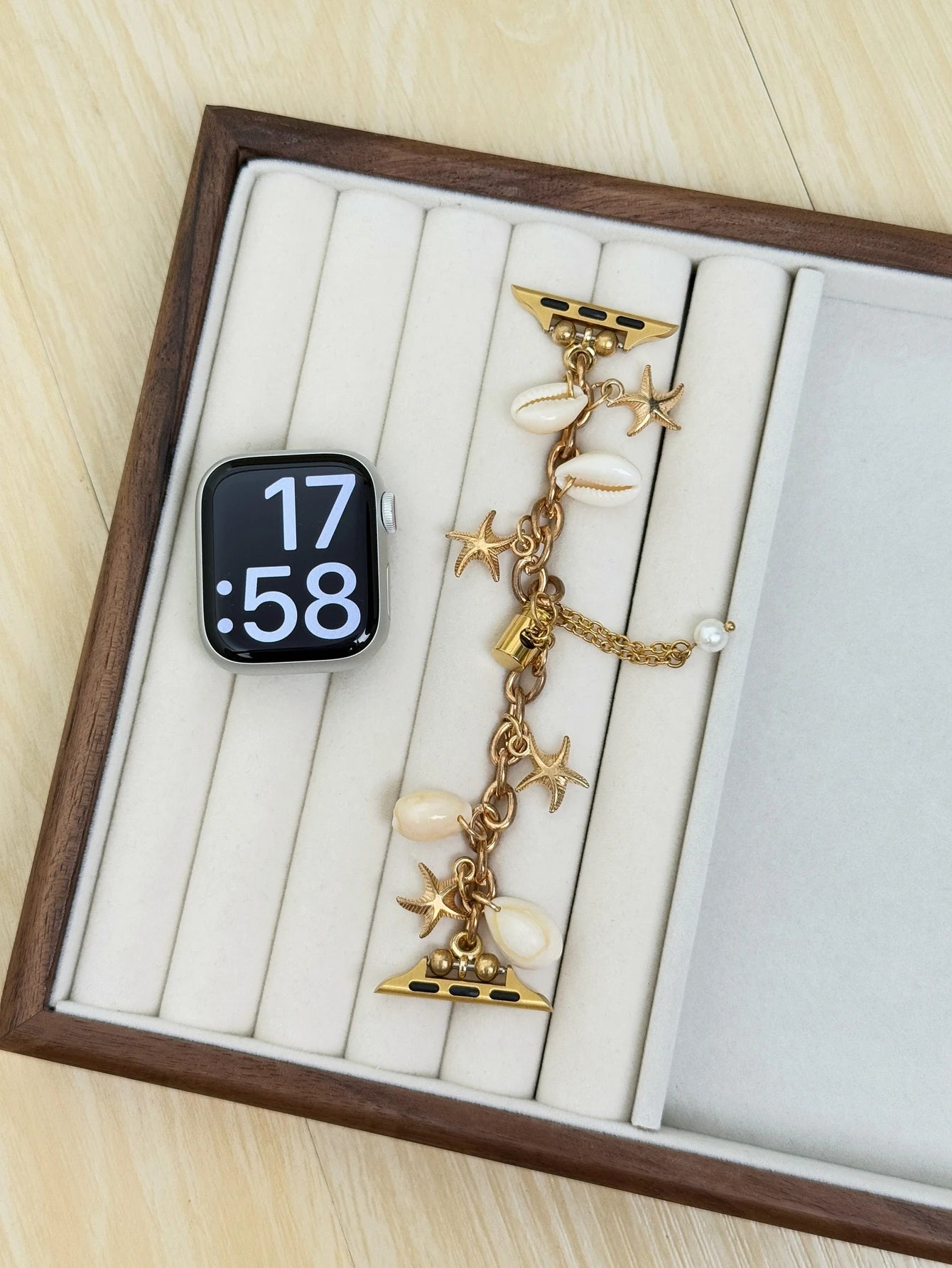 Apple Watch Armband Perlen, Damen Metall-Kette