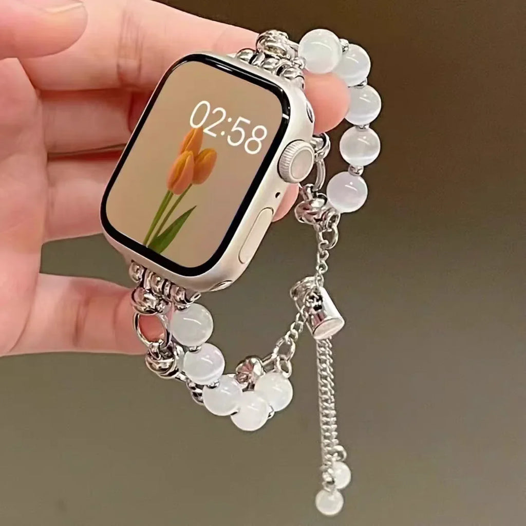 Apple Watch Armband Perlen, Damen Metall-Kette