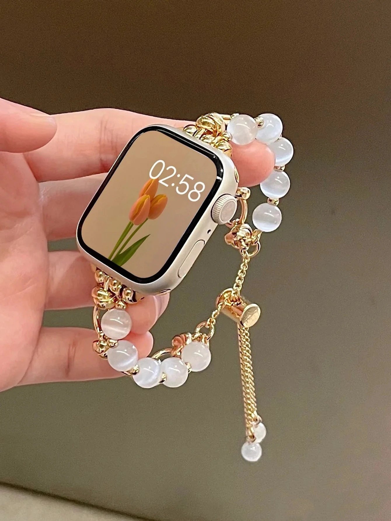 Apple Watch Armband Perlen, Damen Metall-Kette