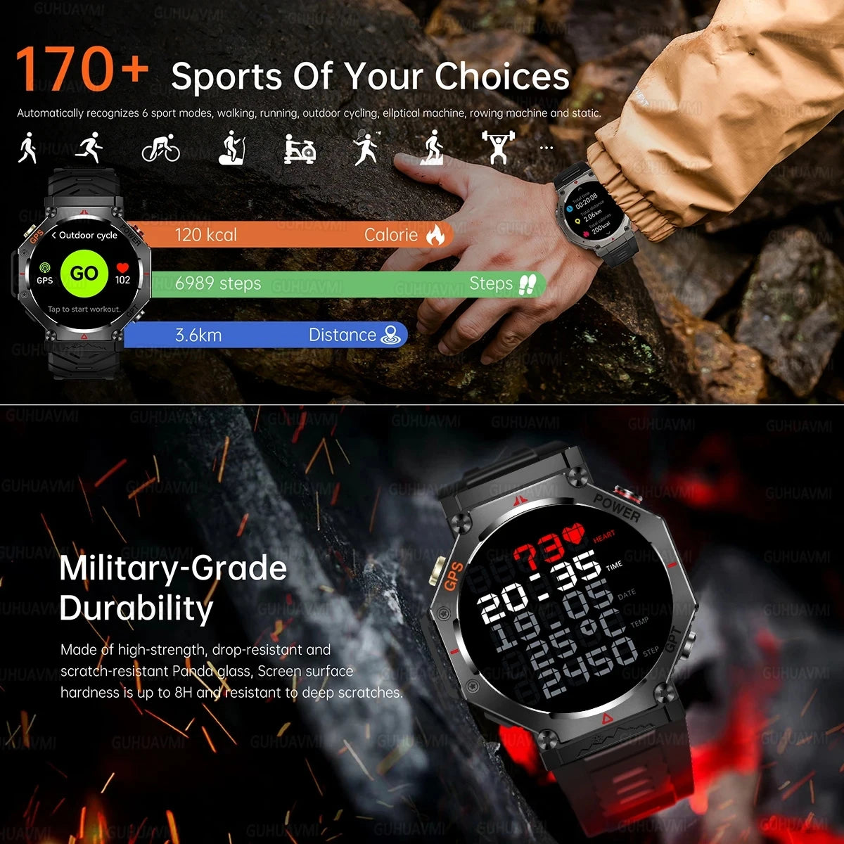 Outdoor Smartwatch KC91, 10 ATM & GPS mit Kompass