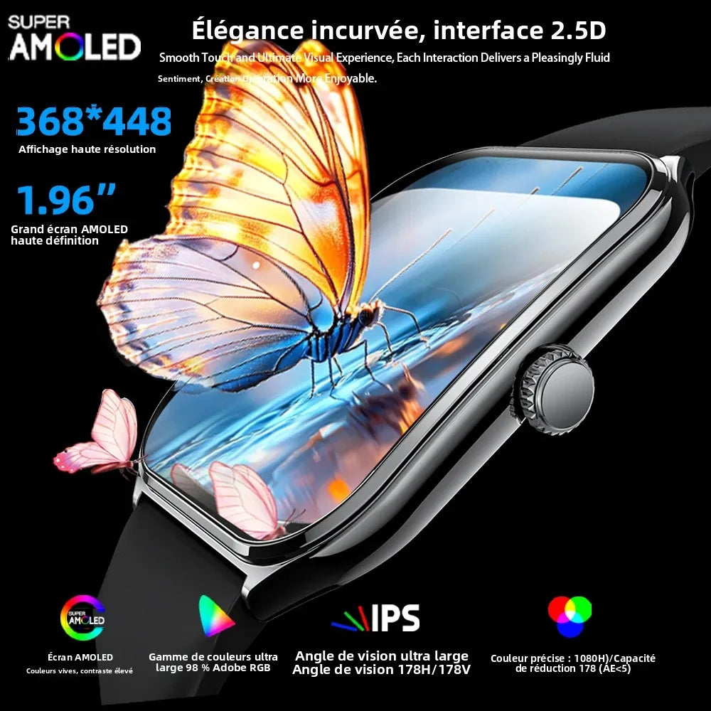 Smartwatch Ultra Slim, 1,96 Zoll AMOLED & Telefonie