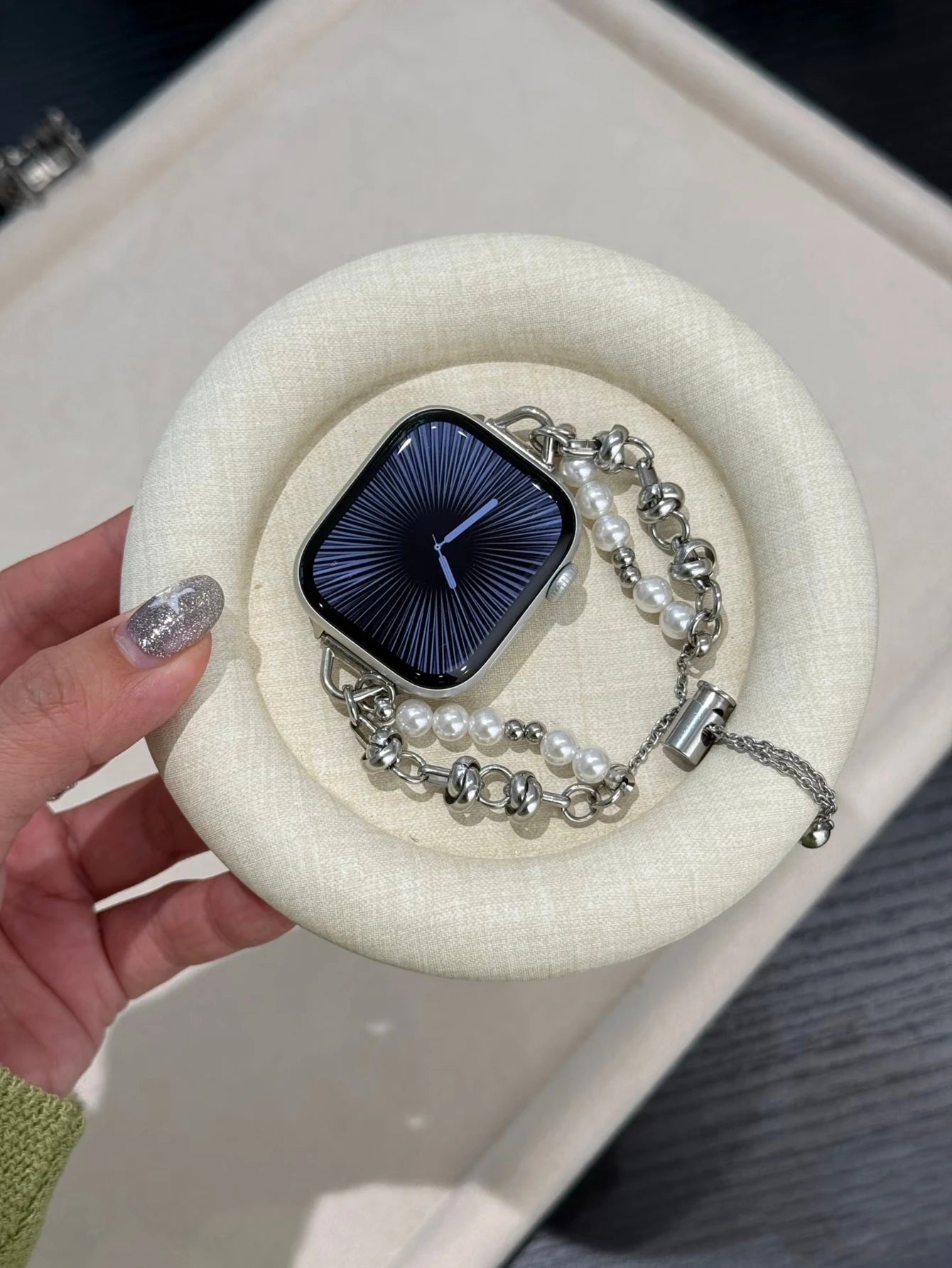 Apple Watch Armband Perlen, Damen Metall-Kette