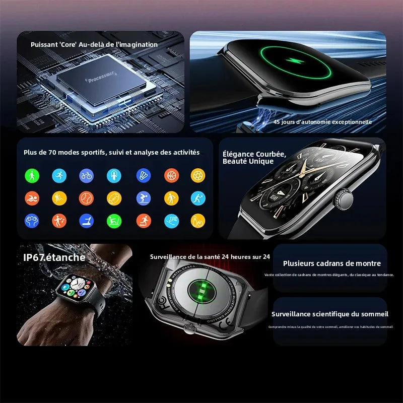 Smartwatch Ultra Slim, 1,96 Zoll AMOLED & Telefonie