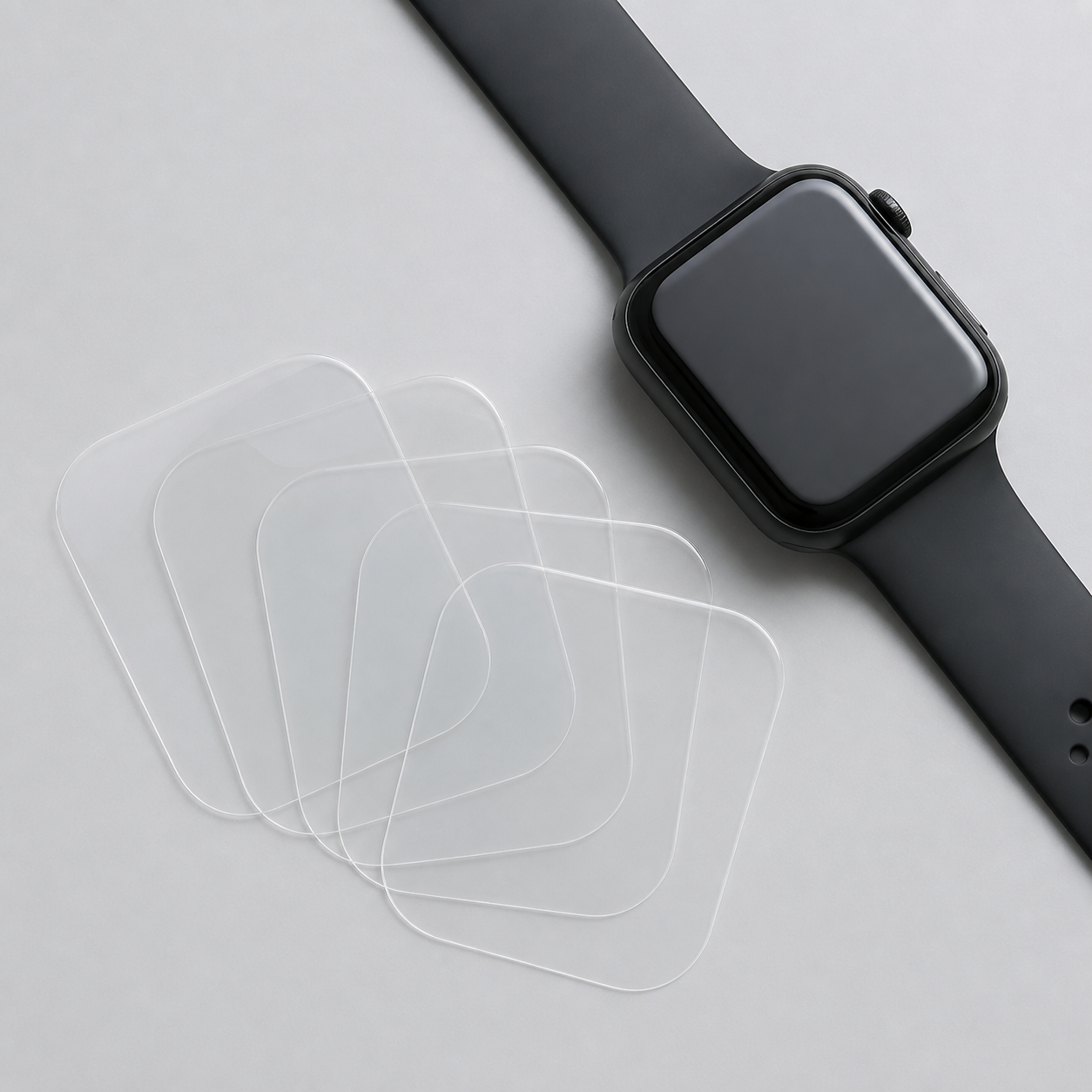 Fünf transparente Hydrogel-Schutzfolien für Apple Watch