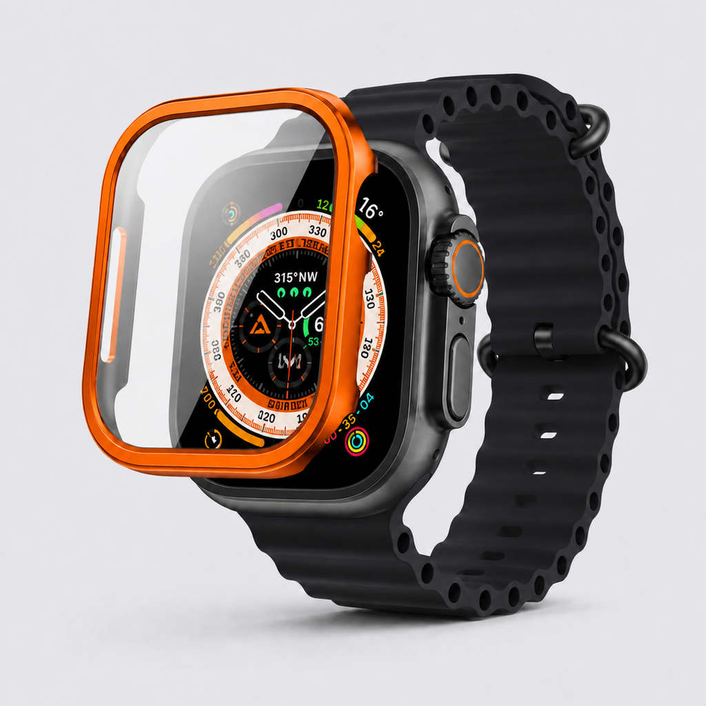 Apple Watch Ultra Metallrahmen mit Schutzglas – Orange